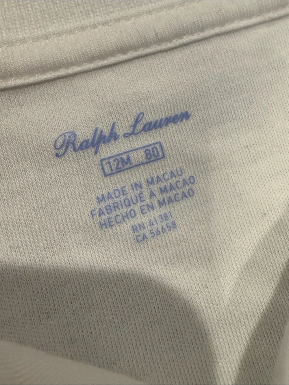 Ralph Lauren White Boys Polo Romper with Navy Pony
